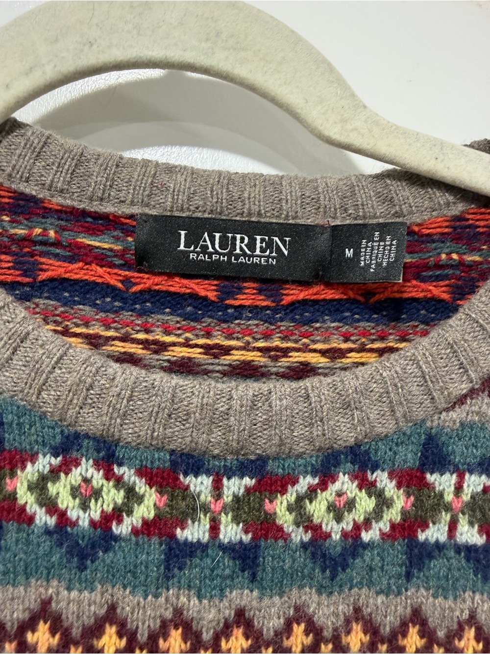 Lauren Ralph Lauren Black Label Multicolor Fair Isle Crewneck Sweater - Picture 3 of 5
